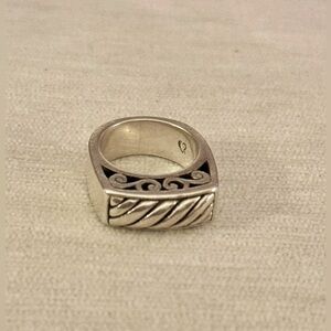 Brighton Sterling Silver 8mm Framed Cable Scrolled Band Ring Size 6